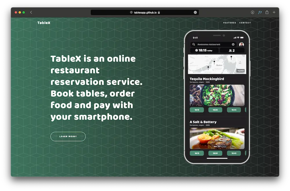 tableX website