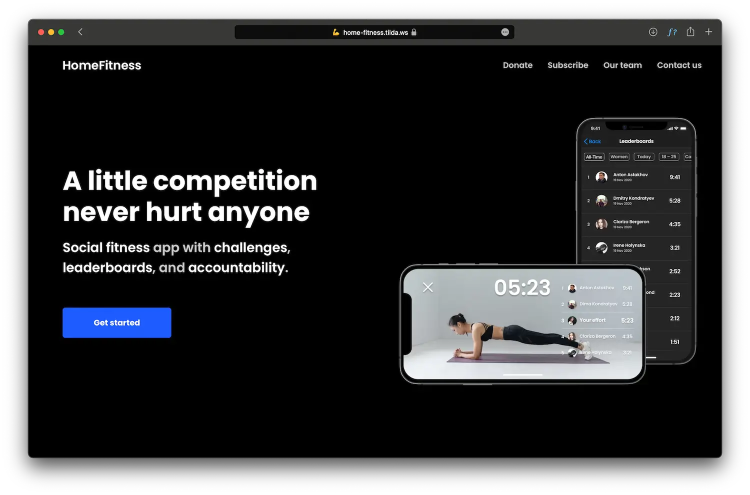 home fitness website